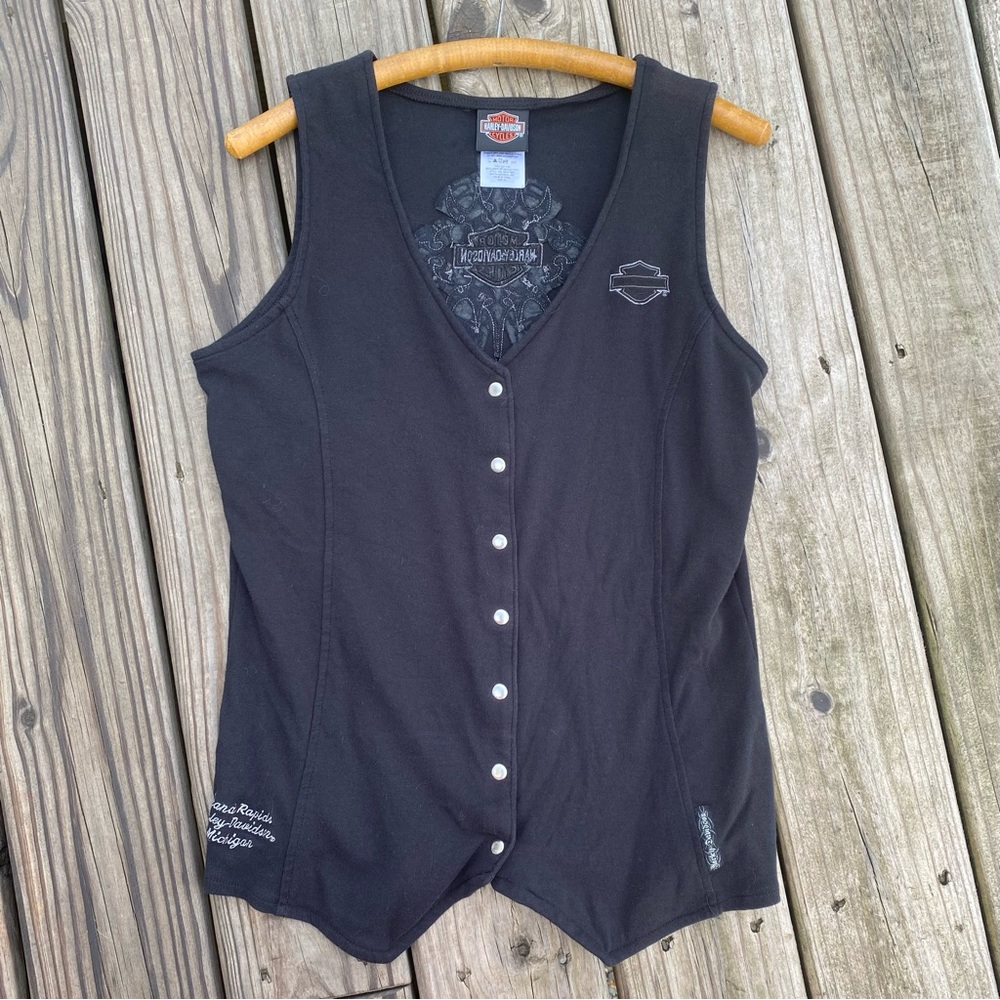 Harley Davidson Cotton Snap Front Vest